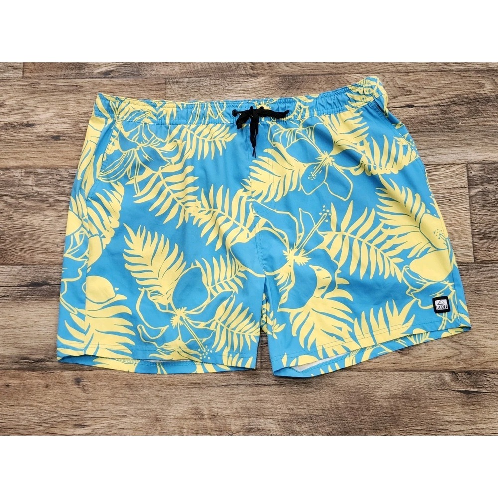 REEF Mens Board Shorts XXL Unlined Swim Aqua Tropical Hawaiian Beach Vibes 2X
